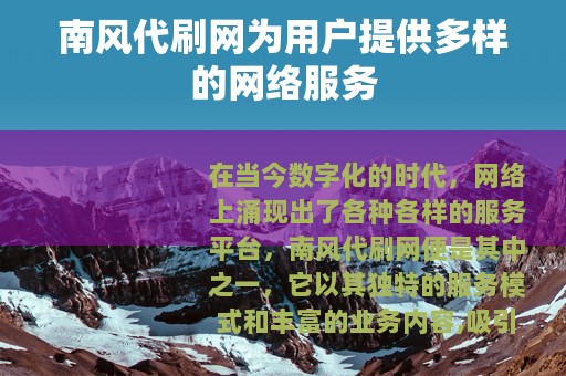南风代刷网为用户提供多样的网络服务