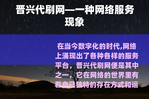 晋兴代刷网—一种网络服务现象