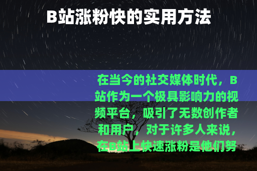 B站涨粉快的实用方法