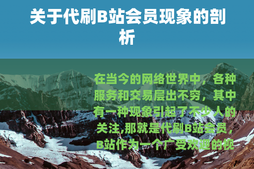 关于代刷B站会员现象的剖析