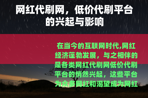 网红代刷网，低价代刷平台的兴起与影响