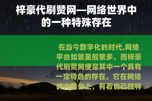 梓豪代刷赞网—网络世界中的一种特殊存在