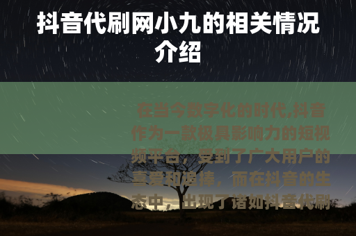 抖音代刷网小九的相关情况介绍