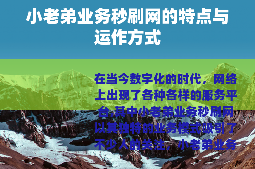 小老弟业务秒刷网的特点与运作方式
