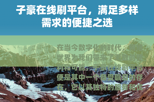 子豪在线刷平台，满足多样需求的便捷之选