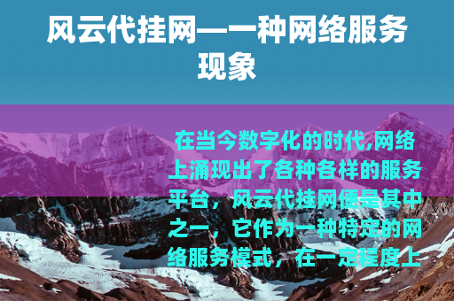 风云代挂网—一种网络服务现象
