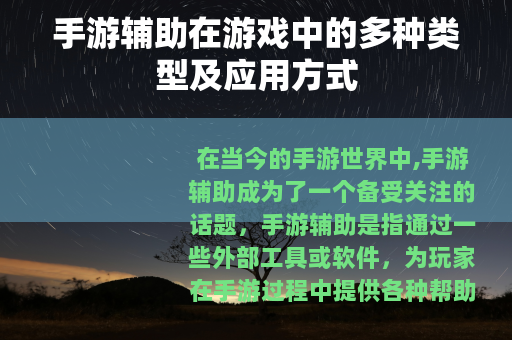 手游辅助在游戏中的多种类型及应用方式