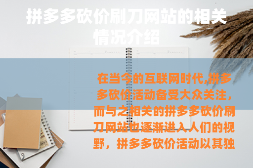 拼多多砍价刷刀网站的相关情况介绍