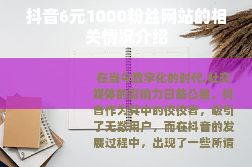 抖音6元1000粉丝网站的相关情况介绍