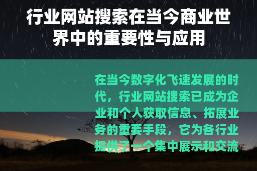 行业网站搜索在当今商业世界中的重要性与应用