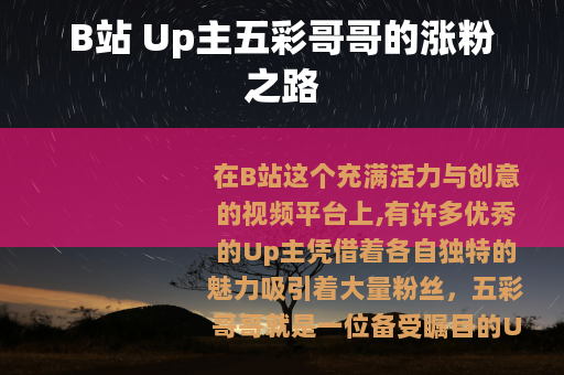 B站 Up主五彩哥哥的涨粉之路