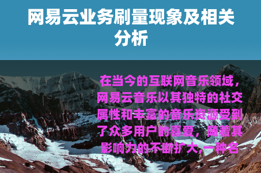网易云业务刷量现象及相关分析