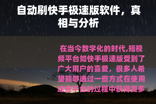 自动刷快手极速版软件，真相与分析