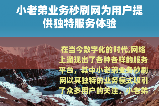 小老弟业务秒刷网为用户提供独特服务体验