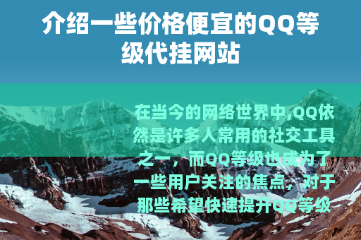 介绍一些价格便宜的QQ等级代挂网站