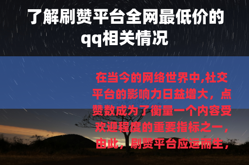 了解刷赞平台全网最低价的qq相关情况