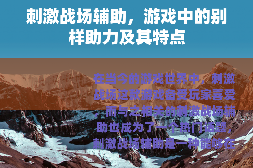 刺激战场辅助，游戏中的别样助力及其特点