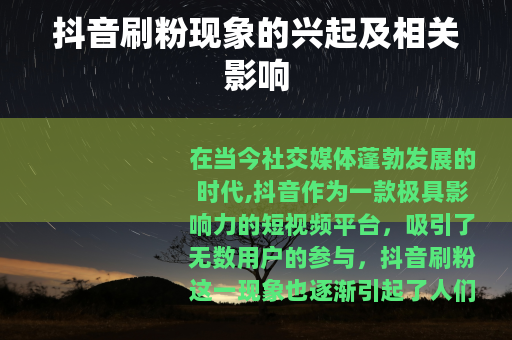 抖音刷粉现象的兴起及相关影响