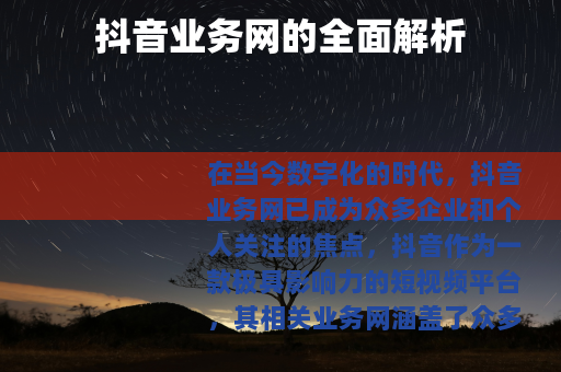 抖音业务网的全面解析