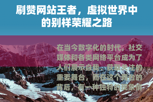 刷赞网站王者，虚拟世界中的别样荣耀之路
