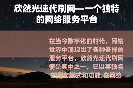 欣然光速代刷网—一个独特的网络服务平台