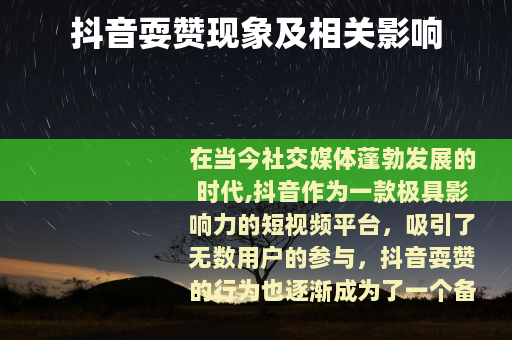 抖音耍赞现象及相关影响