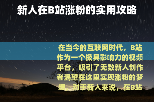 新人在B站涨粉的实用攻略