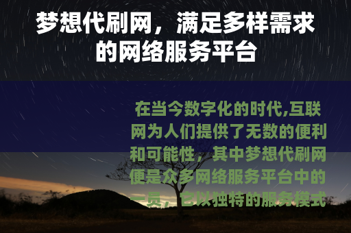 梦想代刷网，满足多样需求的网络服务平台