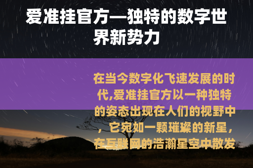 爱准挂官方—独特的数字世界新势力