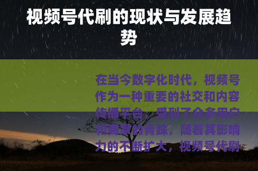 视频号代刷的现状与发展趋势