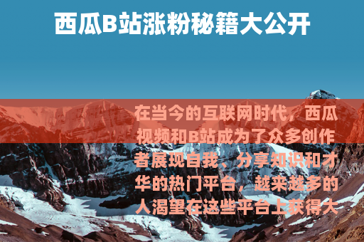 西瓜B站涨粉秘籍大公开