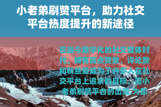 小老弟刷赞平台，助力社交平台热度提升的新途径