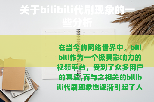 关于bilibili代刷现象的一些分析