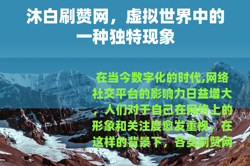 沐白刷赞网，虚拟世界中的一种独特现象