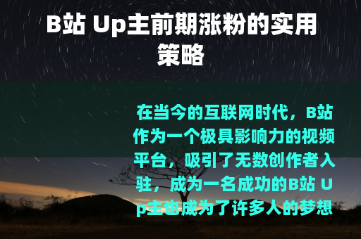 B站 Up主前期涨粉的实用策略
