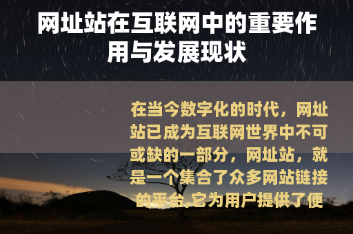 网址站在互联网中的重要作用与发展现状