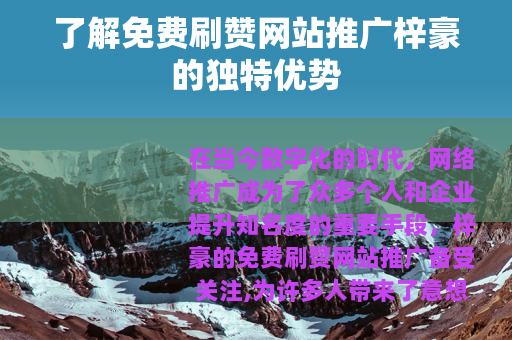 了解免费刷赞网站推广梓豪的独特优势