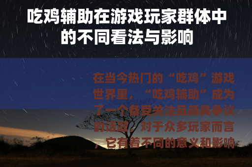 吃鸡辅助在游戏玩家群体中的不同看法与影响