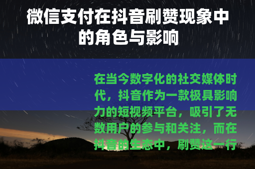 微信支付在抖音刷赞现象中的角色与影响