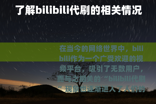 了解bilibili代刷的相关情况