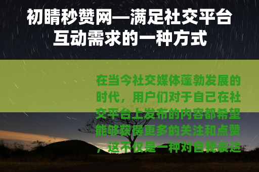 初睛秒赞网—满足社交平台互动需求的一种方式