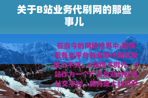 关于B站业务代刷网的那些事儿