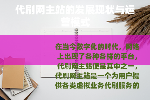 代刷网主站的发展现状与运营模式