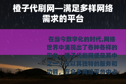 橙子代刷网—满足多样网络需求的平台