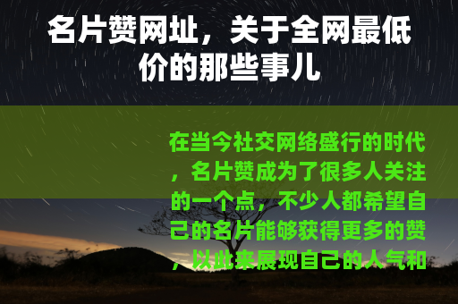名片赞网址，关于全网最低价的那些事儿