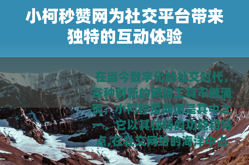 小柯秒赞网为社交平台带来独特的互动体验