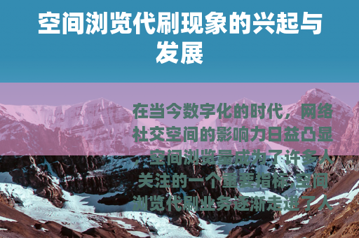 空间浏览代刷现象的兴起与发展