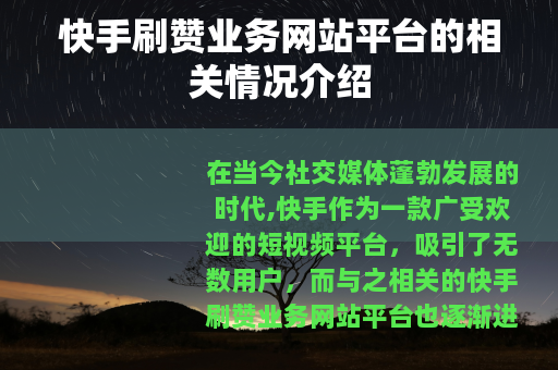 快手刷赞业务网站平台的相关情况介绍