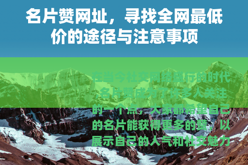 名片赞网址，寻找全网最低价的途径与注意事项
