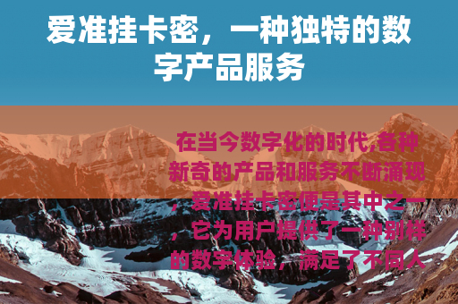 爱准挂卡密，一种独特的数字产品服务
